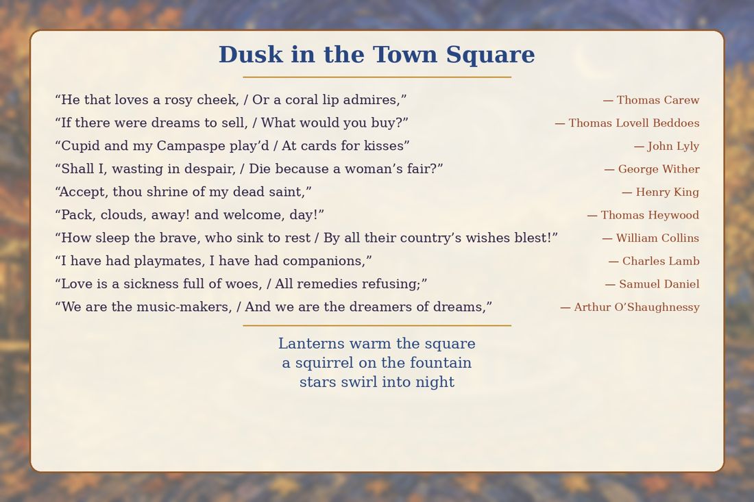 Dusk in the Town Square back